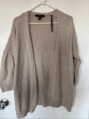 Forever 21 Taupe Open-Front Knit Cardigan